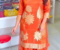Silk Blend Kurta with Palazzo Set in Gondia