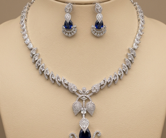 Royal Sapphire Vine Necklace Set | Elegant Artificial Jewellery for Women