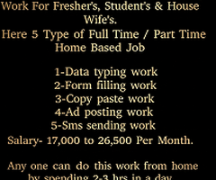 Full Time / Part Time Home Based Data Entry Jobs, Home Based Typing Work