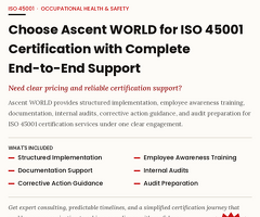 Choose Ascent WORLD for ISO 45001 Certification with Complete End-to-End Support