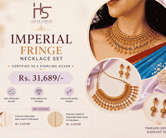 Imperial Fringe Necklace Set – A Timeless Statement in Certified 92.5 Sterling Silver