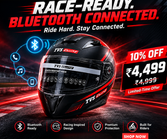 TVS Racing Full Face Helmet with Bluetooth  10% OFF