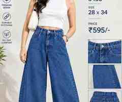 BLUE 18 Women's High-Waisted Blue Barrel Fit Wide-Leg Denim Jeans