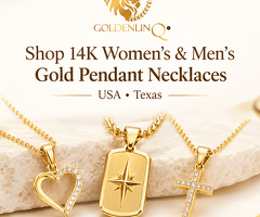 Shop 14K Women & Mens Gold Pendants Necklace in USA, Texas goldenlinq